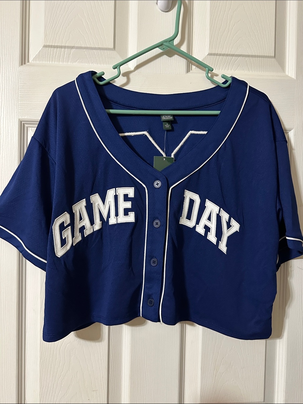 wild fable Blue GAME DAY Cropped Baseball Jersey